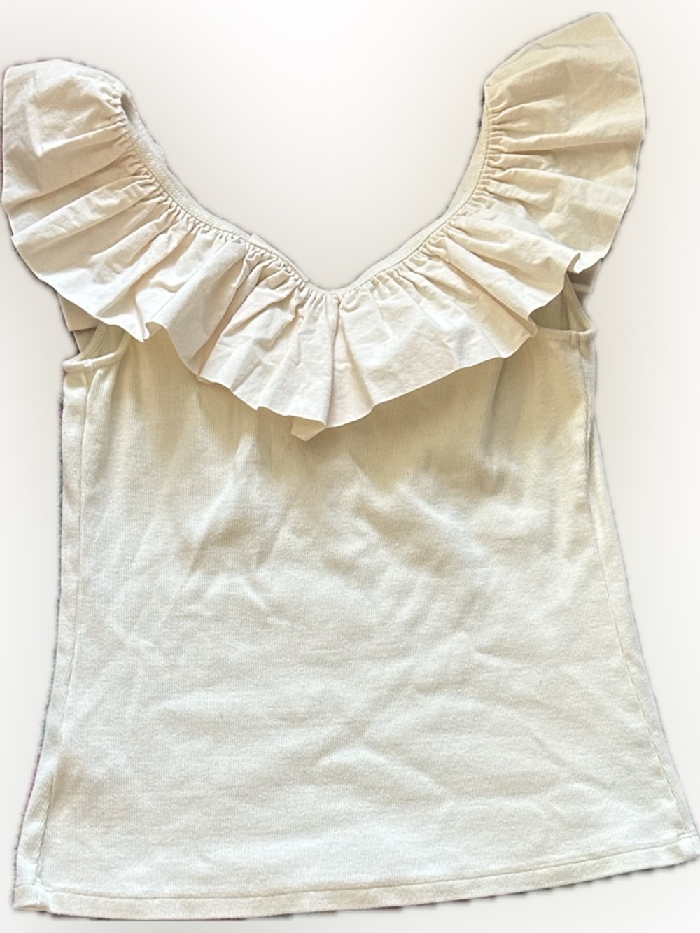 Maeve x Anthropologie Tina Ruffled Tank | Cream | NWOT | Medium - Picture 7 of 8